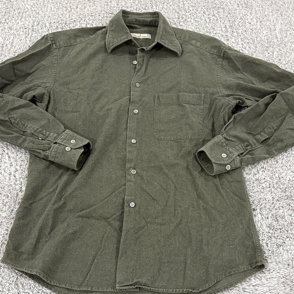 Ermenegildo Zegna Olive Green Button Down Shirt